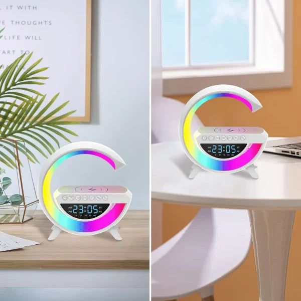 Bt-3401 G-shape: Rgb Clock, Lamp & Bluetooth Speaker With Wireless Charging