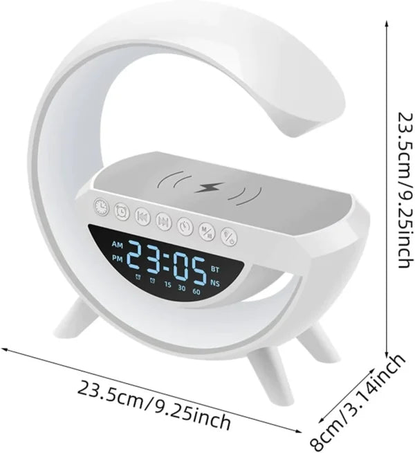 Bt-3401 G-shape: Rgb Clock, Lamp & Bluetooth Speaker With Wireless Charging