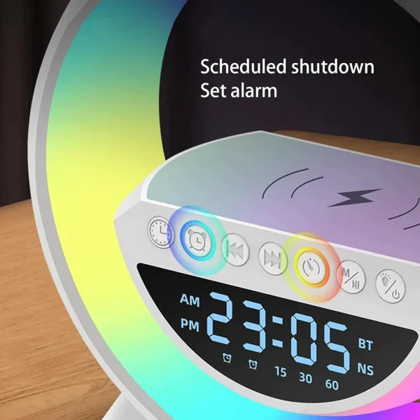 Bt-3401 G-shape: Rgb Clock, Lamp & Bluetooth Speaker With Wireless Charging