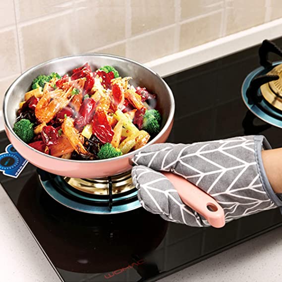 Kitchen Cotton Oven Heat Resistant Gloves (random Print)